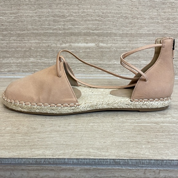EILEEN FISHER UEC Sz 9 Leather Lace Up D'Orsay Espadrille Latte Flat Sandal Nude - Picture 10 of 15